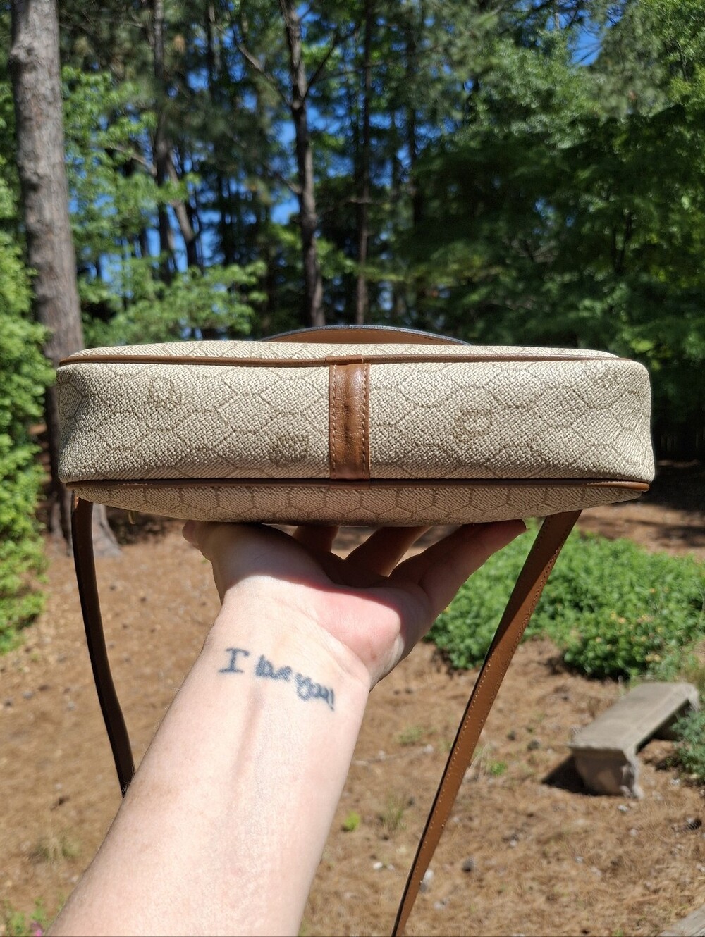 Vintage 80s Christian Dior Cream Coated Canvas & Brown Leather Crossbody Bag COA - Picture 8 of 16